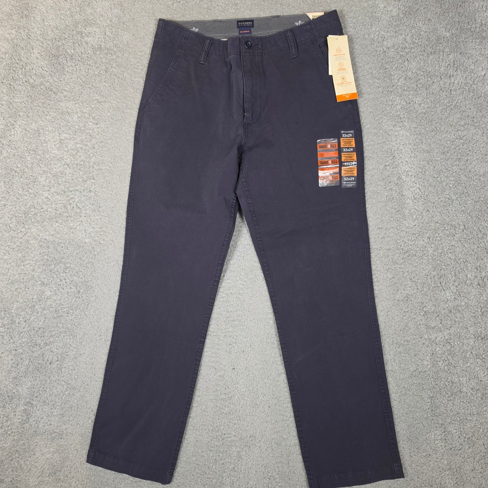 Dockers Smart 360 Flex Chino Pants Mens 32x29 Navy NWT Slim Tapered Fit - Picture 2 of 10